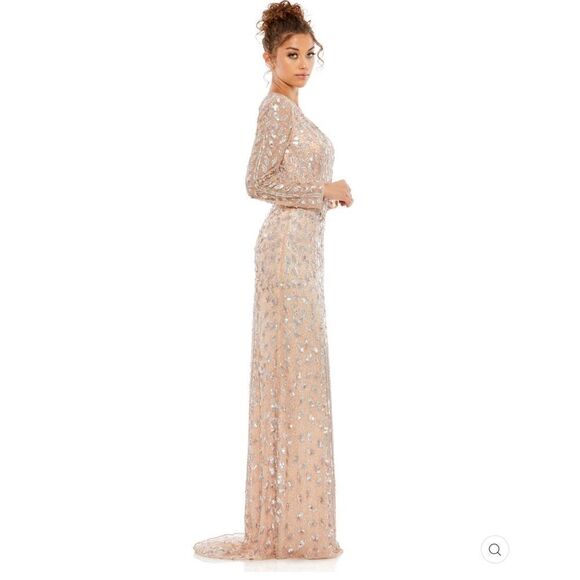 Mac Duggal 5002 Womens EMBELLISHED FRONT SLIT LONG SLEEVE GOWN - Picture 5 of 16